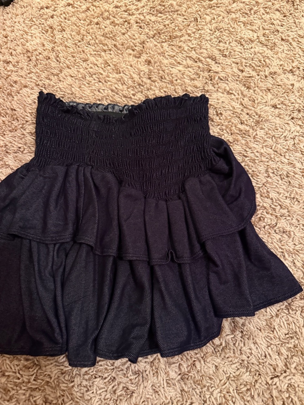 Girls Black Tiered Smocked Waist Skirt